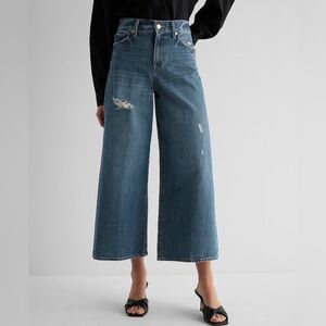Express high waisted ripped wide legged ankle jeans